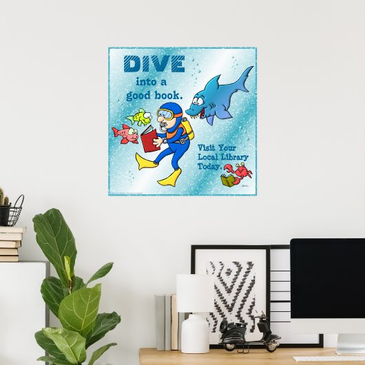 Dive in a Good Book Poster (Thuiskantoor)