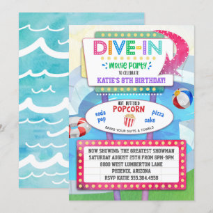 Dive in Movie Birthday Party Invitation Kaart
