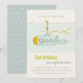 Dive in onderzeeër elke zondag uitnodigen bedankkaart (Voorkant / Achterkant)