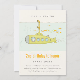 Dive in onderzeeër elke zondag uitnodigen bedankkaart