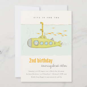 Dive in onderzeeër elke zondag uitnodigen bedankkaart