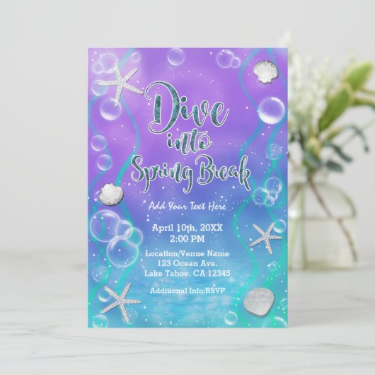 Dive in Spring Break under the Zee Beach Party Kaart (Staand voorkant)