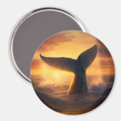 Dive in Sunset: Duving Whale Magnet Magneet (Voorkant / Achterkant)
