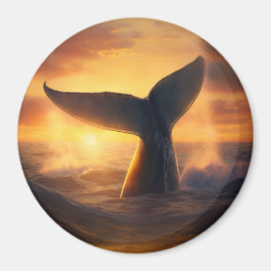 Dive in Sunset: Duving Whale Magnet Magneet