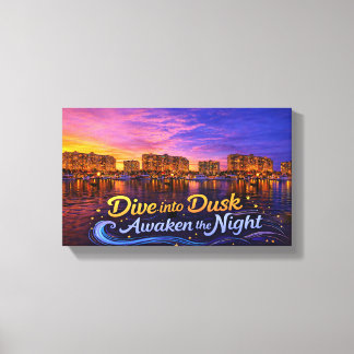 Dive Into Dusk Awaken the Night Sunset Waterfront  Canvas Afdruk