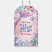 Dive into Five Flower Glitter Mermaid Tail Cadeaulabel (Voorkant)