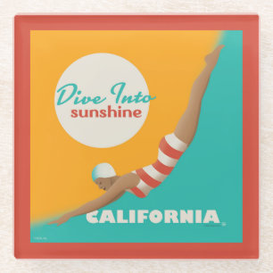 Dive Into Sunshine California Glazen Onderzetter