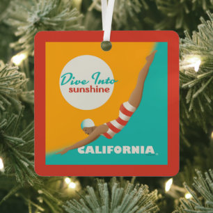 Dive Into Sunshine California Metalen Ornament