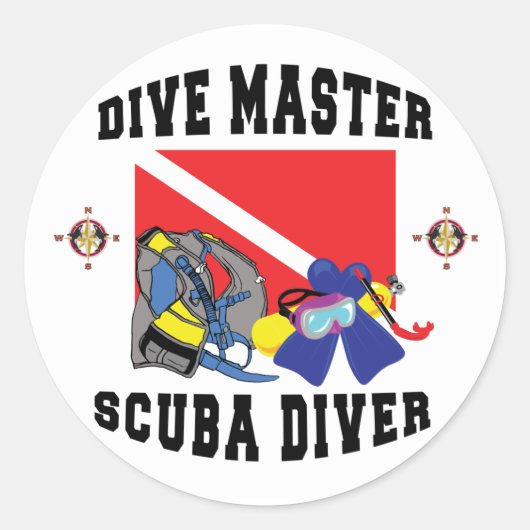 Dive Master SCUBA Diver Ronde Sticker (Voorkant)