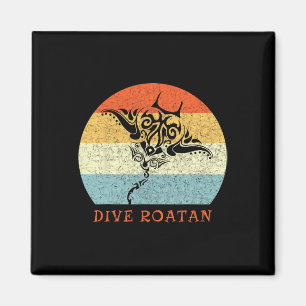 Dive Roatan Vintage Retro Tril Stingray Vakantie Magneet