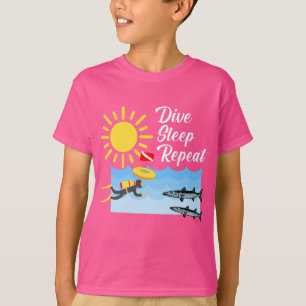 Dive Sleep Herhalingsontwerp - Kinderen Basic T-Sh T-shirt
