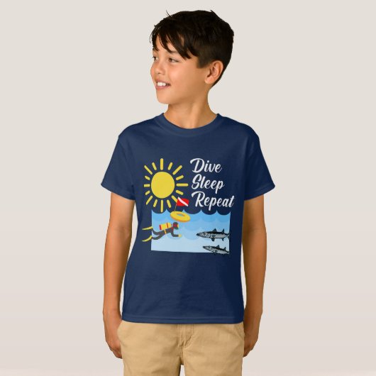 Dive Sleep Herhalingsontwerp - Kinderen Basic T-Sh T-shirt (Voorkant volledig)