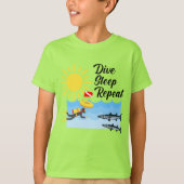 Dive Sleep Herhalingsontwerp - Kinderen Basic T-Sh T-shirt (Voorkant)