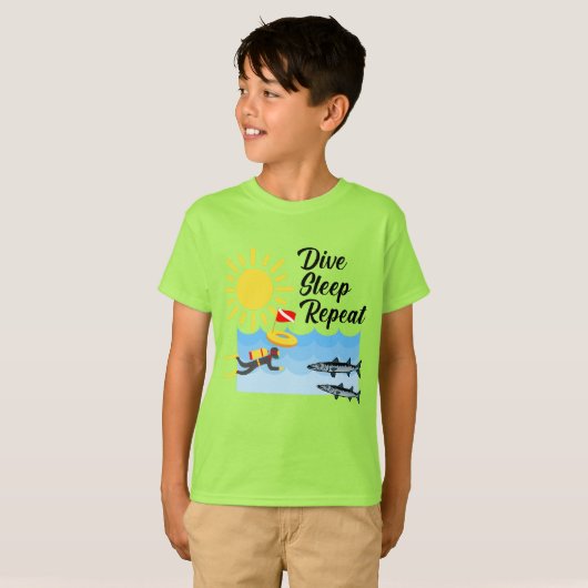 Dive Sleep Herhalingsontwerp - Kinderen Basic T-Sh T-shirt (Voorkant volledig)