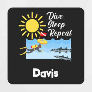 Dive Sleep Herhalingsontwerp - Kleine vierkante kl Labels