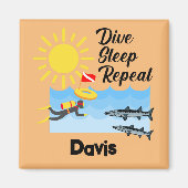 Dive Sleep Herhalingsontwerp - Square Magnet Magneet (Voorkant)