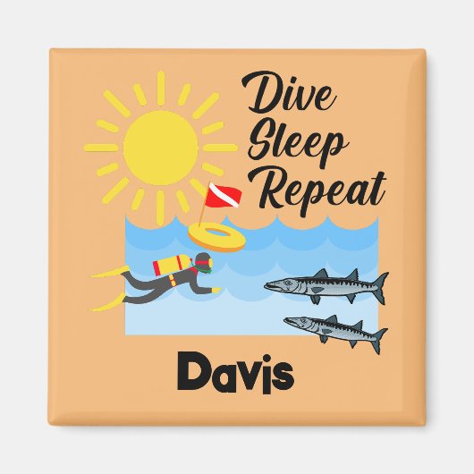 Dive Sleep Herhalingsontwerp - Square Magnet Magneet (Voorkant)