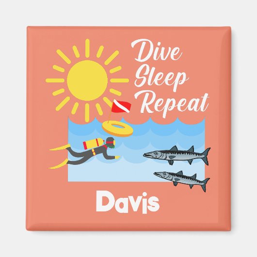 Dive Sleep Herhalingsontwerp - Square Magnet Magneet (Voorkant)