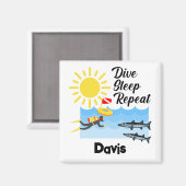 Dive Sleep Herhalingsontwerp - Square Magnet Magneet (Voorkant / Achterkant)