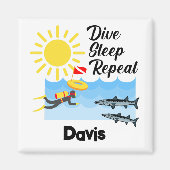 Dive Sleep Herhalingsontwerp - Square Magnet Magneet (Voorkant)