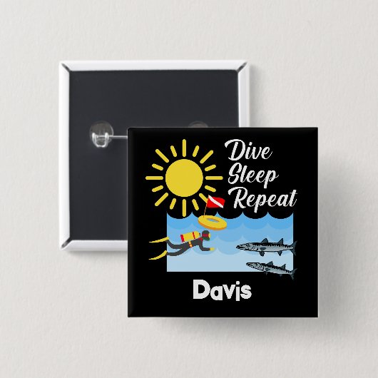 Dive Sleep Herhalingsontwerp - Vierkante Button (Voorkant /achterkant)