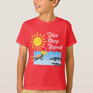 Dive Sleep Repeat Design - Kids' Basic T-Shirt