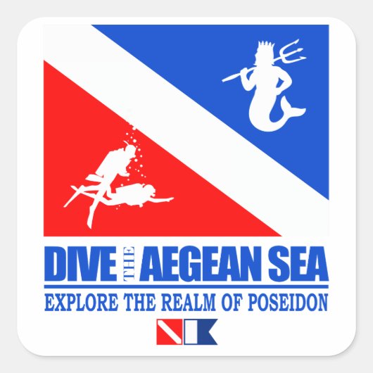 Dive the Aegean Zee Vierkante Sticker (Voorkant)