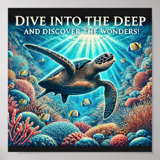 Dive Turtle Poster (Voorkant)