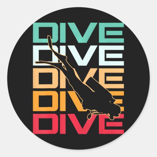 Dive Underwater Diving Scuba Ronde Sticker (Voorkant)