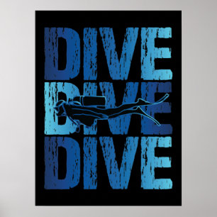 Diveduik - scuba duiker onderwater poster