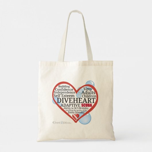 Divehart Word Cloud Heart Grocery Tas (Achterkant)