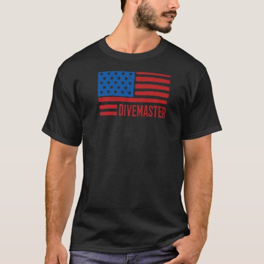 Divemaster Scuba Diving Instructor Patriotic Ameri T-shirt (Voorkant)