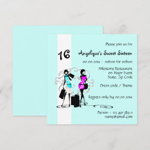 Divemmeisjes, liefje zestien mode model   Blauwe k Kaart