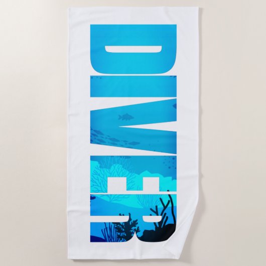Diver: diving Lover Typografie Strandlaken (Voorkant)