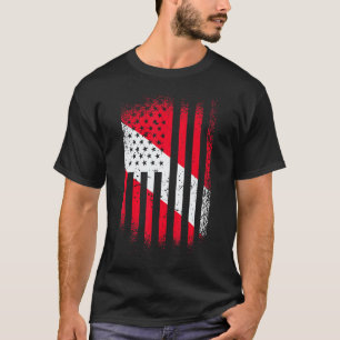Diver Down Vlag Amerikaanse Vlag Patriot Duiker T-shirt