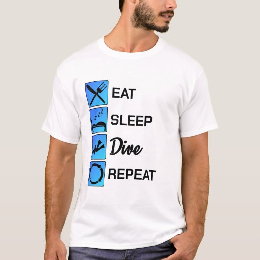 Diver Eat Sleep Dive Herhalen duikende scuba Ref C T-shirt (Voorkant)