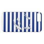 Diver en haaien op Nautical Stripes Case-Mate iPhone Case (Achterkant (Horizontaal))