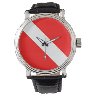Diver naar beneden duikende vlag horloge