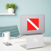 Diver naar beneden duikende vlag sticker (Laptop op bureau)