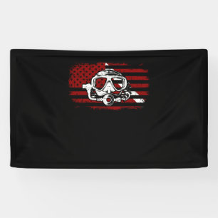 Diver omlaag drijven Vlag scuba duikend Amerikaans Spandoek