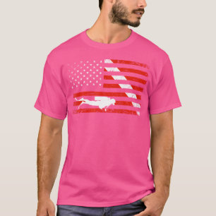 Diver omlaag drijven Vlag scuba duikend Amerikaans T-shirt
