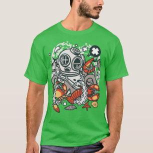 Diver onderwater wereld t-shirt