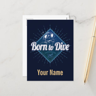 Diver retro Scuba Diving School  Ocean Feestdagenkaart