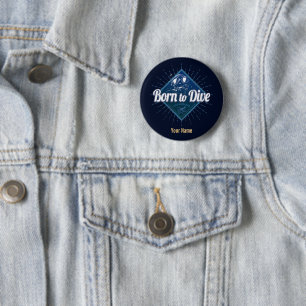 Diver retro Scuba Diving School Ocean Ronde Button 5,7 Cm