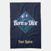 Diver retro Scuba Diving School Ocean Theedoek (Verticaal)