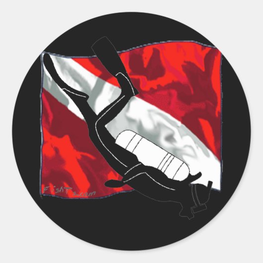 DiverDown-Collectie Ronde Sticker (Voorkant)