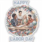 Divers Educatief Patriottisch Dag van de Arbeid Te Sticker (Voorkant)
