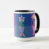 Divers sirènes Accent noir café Mug 15 Oz (Devant droit)