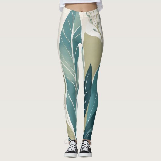 Diverse bladeren in groene tinten leggings (Voorkant)