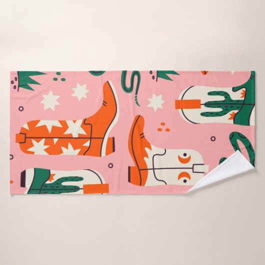 Diverse cowboylaarzen patroon badhanddoek (Badhanddoek)